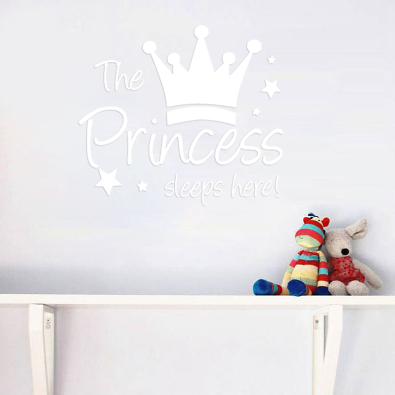 YJ912 1 Set Princess Crown Wall Decals PVC Sticker Wall Decoration for Kids Bedroom (No EN71 Certification), 28x32cm