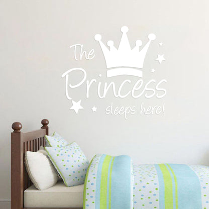 YJ912 1 Set Princess Crown Wall Decals PVC Sticker Wall Decoration for Kids Bedroom (No EN71 Certification), 28x32cm