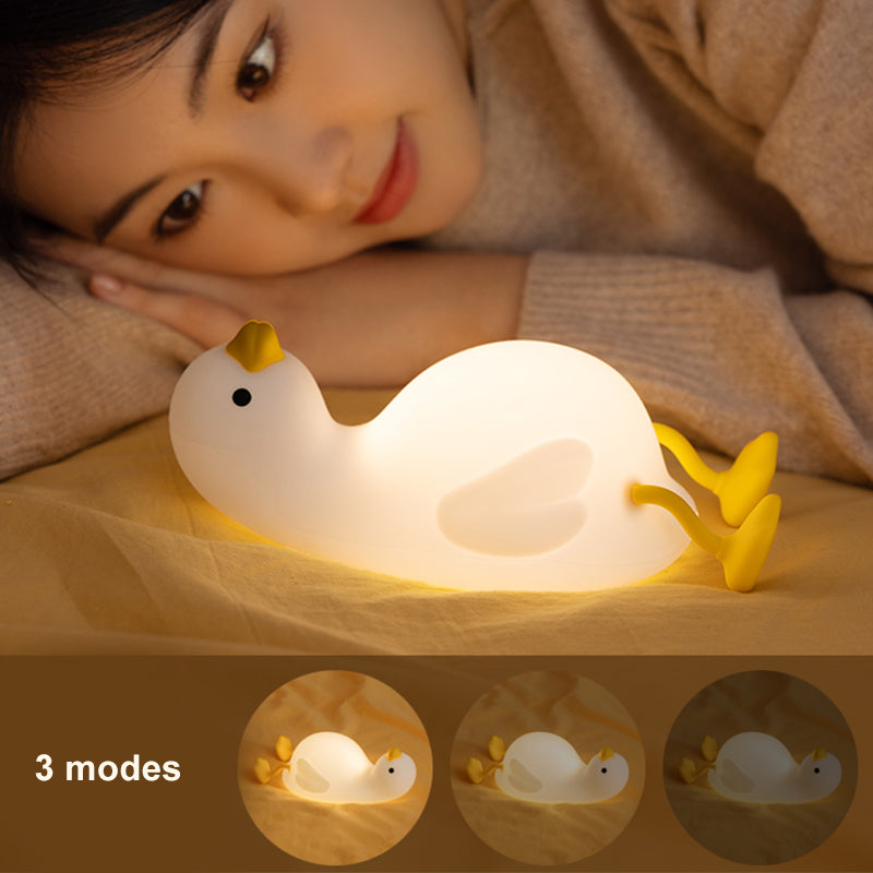 Rechargeable Silicone Squishy Duck Lamp Children LED Night Light Bedroom Desktop Decor