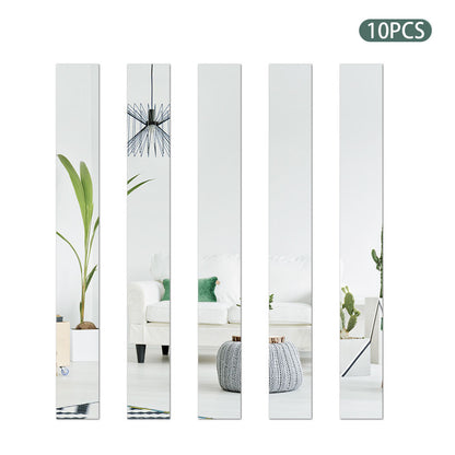 H01210 10Pcs Mirror Stripe Acrylic 3D Wall Stickers Wall Decor for Restaurant TV Background, Size S: 5x20cm