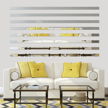 H01210 10Pcs Mirror Stripe Acrylic 3D Wall Stickers Wall Decor for Restaurant TV Background, Size S: 5x20cm