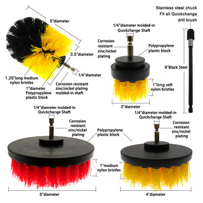 14Pcs HX1908 Electirc Drill Brush Set Scrub Pads and Sponge Cleaner Kit with Drill Bit Extender