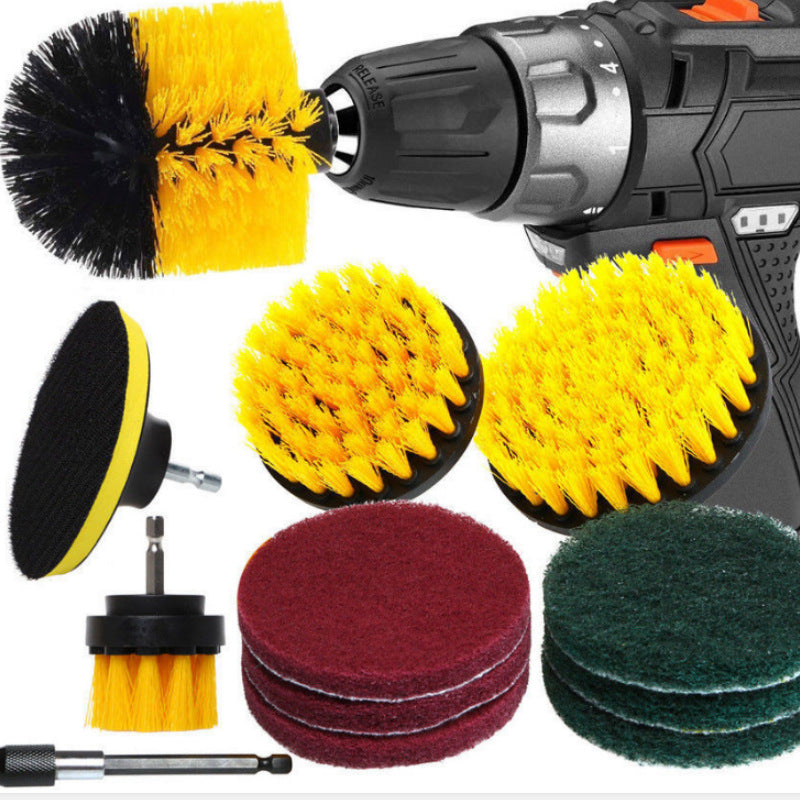 12Pcs HX806-1 Electric Washing Brush Electric Drill Set Power Scrubber for Car Bathroom Kitchen Cleaning Tools