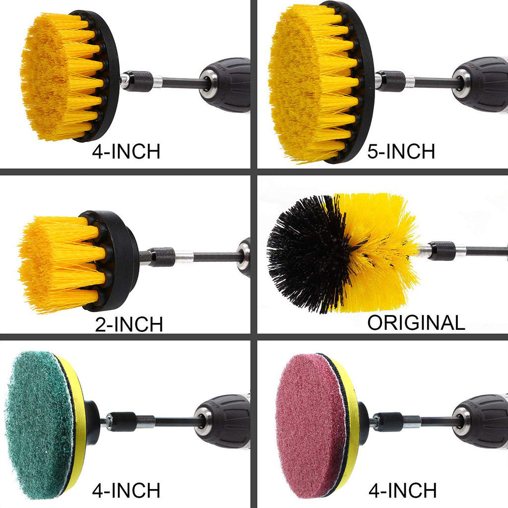 12Pcs HX806-1 Electric Washing Brush Electric Drill Set Power Scrubber for Car Bathroom Kitchen Cleaning Tools