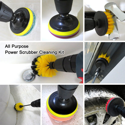 18Pcs 1908 Electric Washing Brush Electric Drill Attachment Set Power Scrubber for Car Bathroom Kitchen