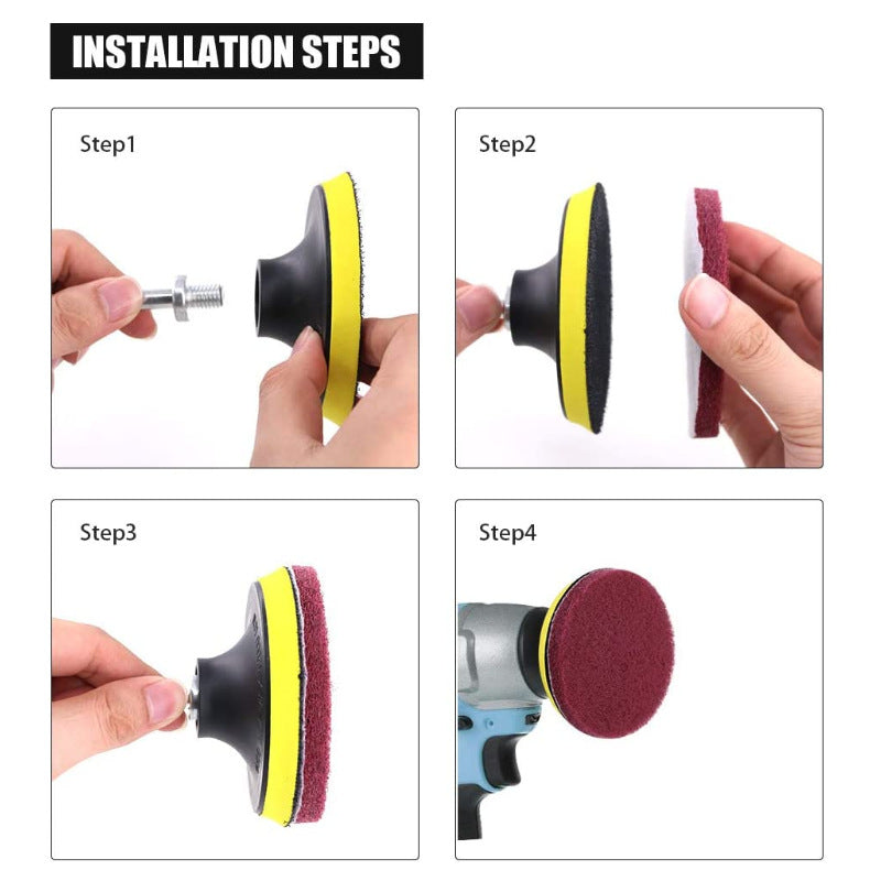 7pcs Electric Drill Sticky Disc Set Cleaning Brush Car Wheel Polishing Grinding Brushes Set Buffing Disc Kit