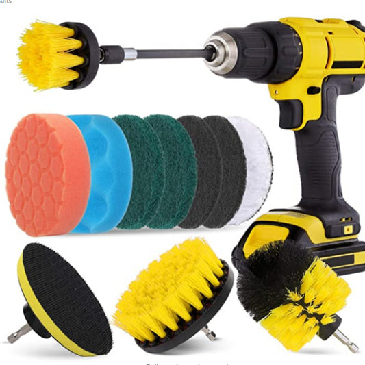 12Pcs Electirc Drill Brush Set Power Scrubber Cleaner Kit for Car Bathroom Kitchen Cleaning Tool