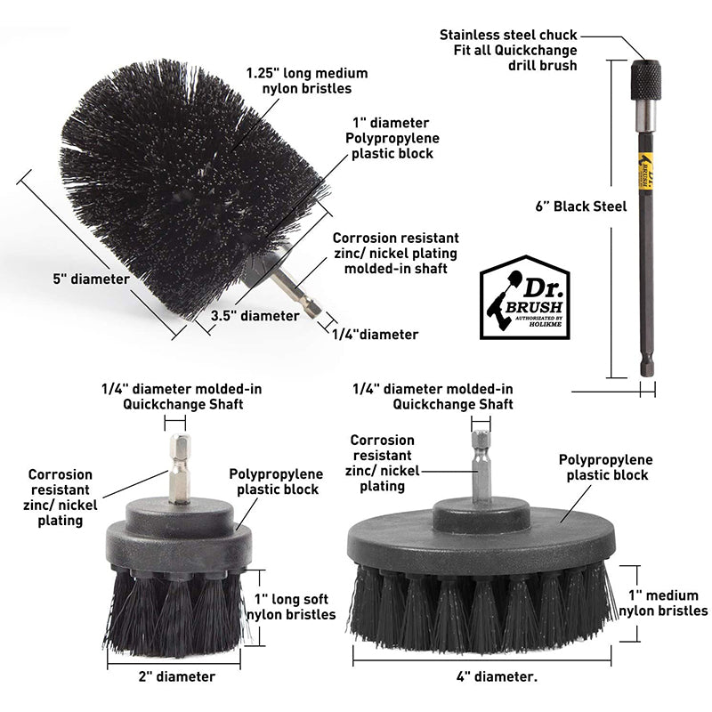 HX666 4pcs/set Drill Power Scrub Clean Brush Kit Electric Cleaning Brushes Set for Car Grout Tiles Bathroom