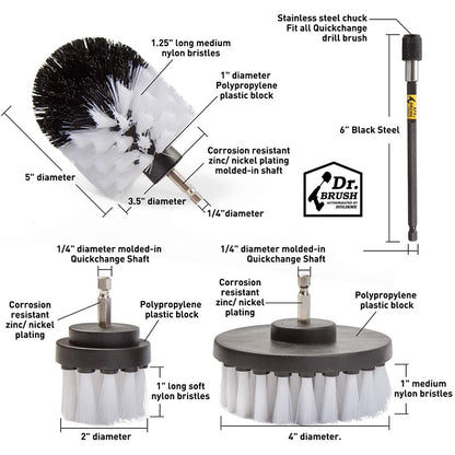 HX666 4pcs/set Drill Power Scrub Clean Brush Kit Electric Cleaning Brushes Set for Car Grout Tiles Bathroom