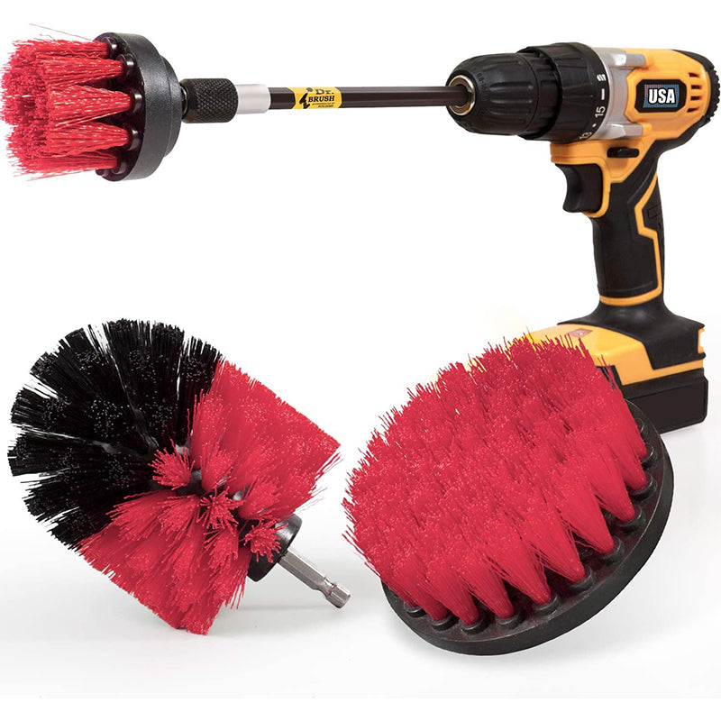 HX666 4pcs/set Drill Power Scrub Clean Brush Kit Electric Cleaning Brushes Set for Car Grout Tiles Bathroom