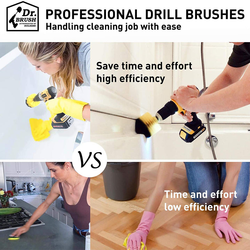 HX666 4pcs/set Drill Power Scrub Clean Brush Kit Electric Cleaning Brushes Set for Car Grout Tiles Bathroom