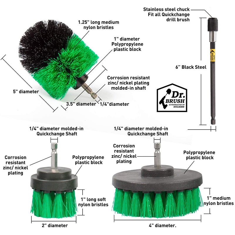 HX666 4pcs/set Drill Power Scrub Clean Brush Kit Electric Cleaning Brushes Set for Car Grout Tiles Bathroom