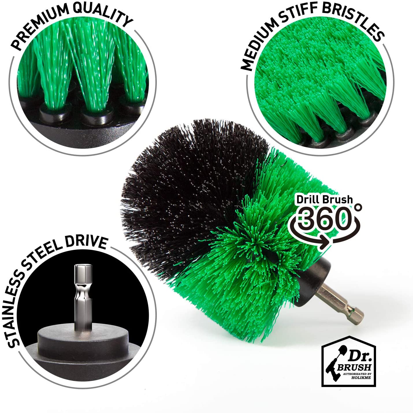 HX666 4pcs/set Drill Power Scrub Clean Brush Kit Electric Cleaning Brushes Set for Car Grout Tiles Bathroom