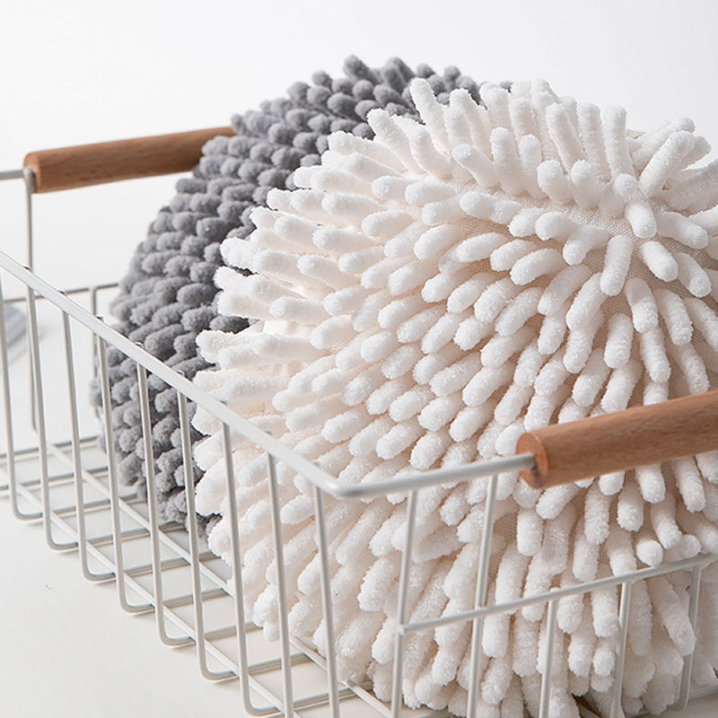 Hanging Hand Towel Pompom Design Water Absorbent Quick Drying Hand Wipe Towel Kitchen Bathroom Supply