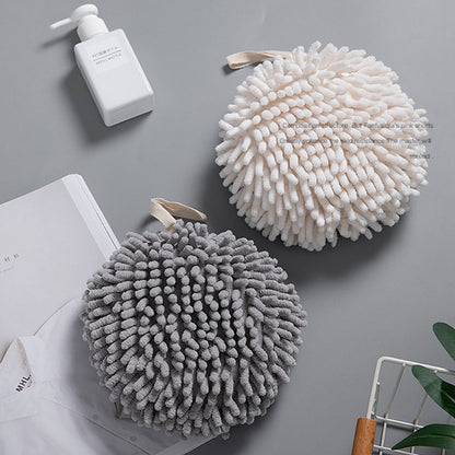 Hanging Hand Towel Pompom Design Water Absorbent Quick Drying Hand Wipe Towel Kitchen Bathroom Supply