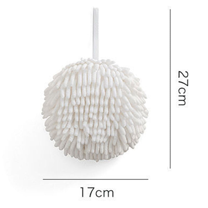 Hanging Hand Towel Pompom Design Water Absorbent Quick Drying Hand Wipe Towel Kitchen Bathroom Supply