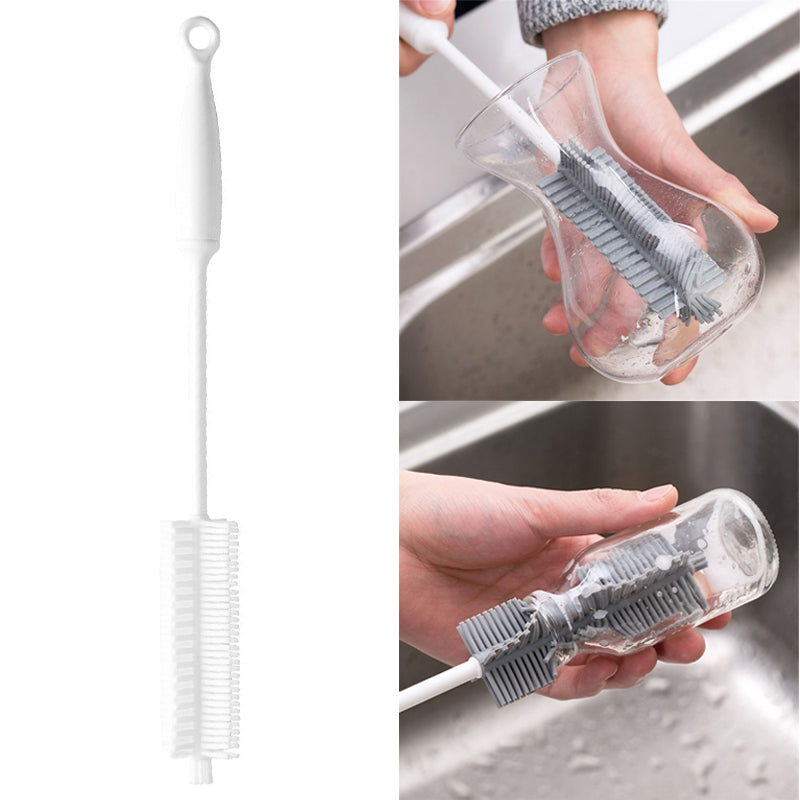 Silicone Cup Brush Kitchen Bottle Cleaning Tool Long Handle Drink Glass Bottle Wash Cup Cleaning Brush Cleaner (BPA Free, No FDA Certificate)