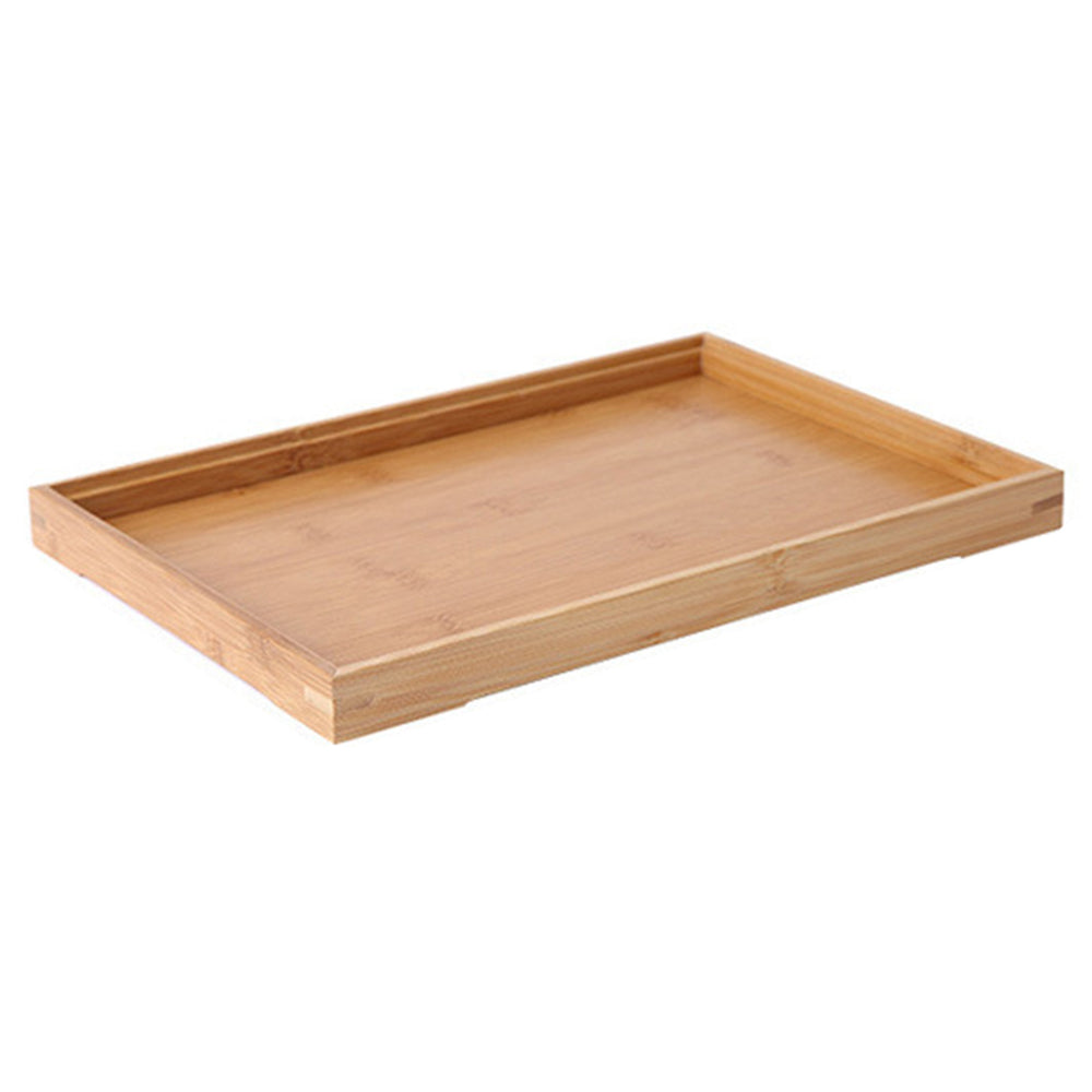 28*21*2.5cm Raised Edge Design Bamboo Food Serving Tray Decorative Trays for Living Room/Restaurants