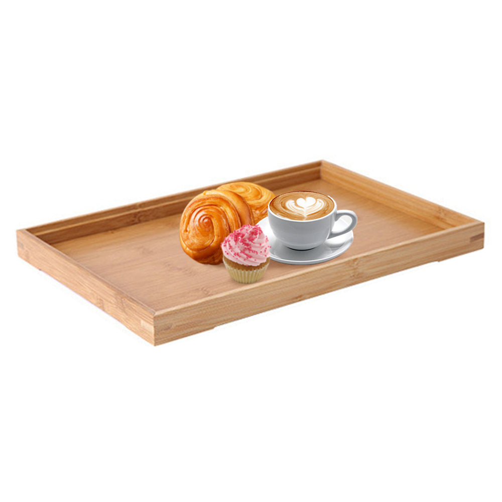 28*21*2.5cm Raised Edge Design Bamboo Food Serving Tray Decorative Trays for Living Room/Restaurants