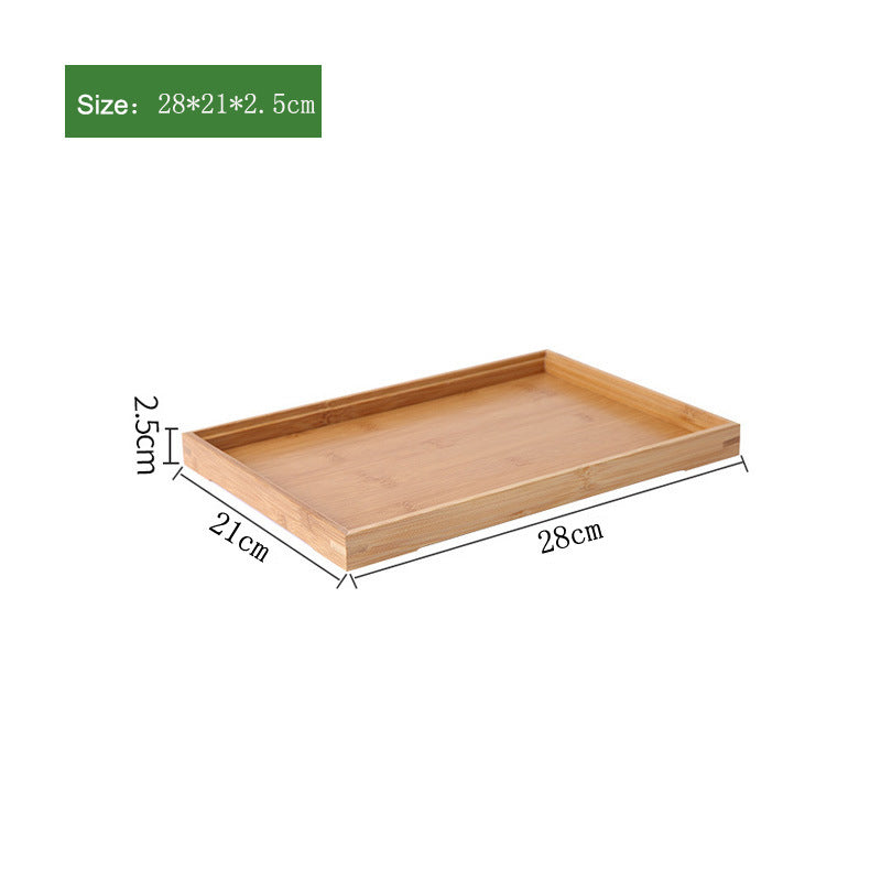 28*21*2.5cm Raised Edge Design Bamboo Food Serving Tray Decorative Trays for Living Room/Restaurants