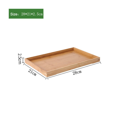 28*21*2.5cm Raised Edge Design Bamboo Food Serving Tray Decorative Trays for Living Room/Restaurants