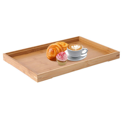 33*22*2.5cm Raised Edge + Easy Wipe Clean Bamboo Food Serving Tray for Living Room/Restaurants/Bedroom Decoration