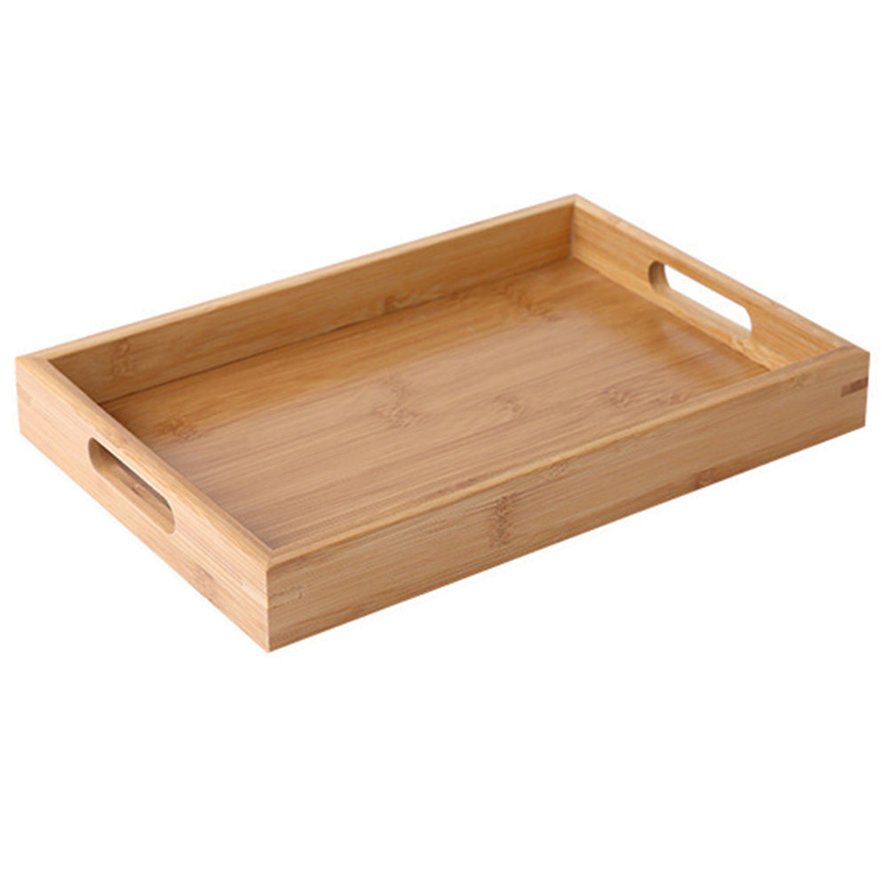 35*22*4cm Wide Handles Design Drink/Food/Snack Serving Tray Bamboo Trays for Living Room/Restaurants