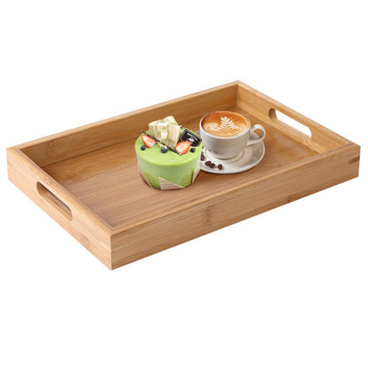 35*22*4cm Wide Handles Design Drink/Food/Snack Serving Tray Bamboo Trays for Living Room/Restaurants