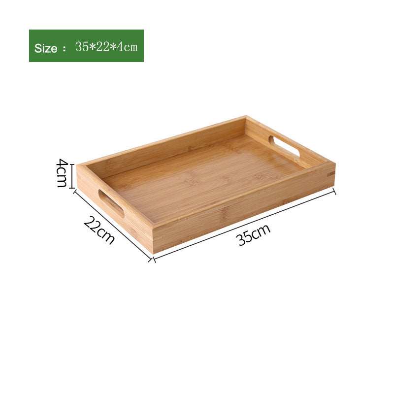 35*22*4cm Wide Handles Design Drink/Food/Snack Serving Tray Bamboo Trays for Living Room/Restaurants