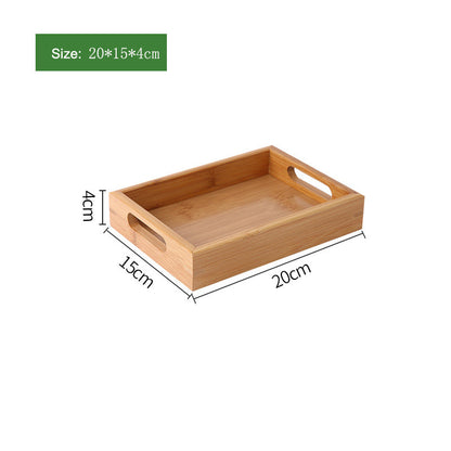 20*15*4cm Bamboo Serving Tray with Handles Eating Trays for Living Room/Restaurants