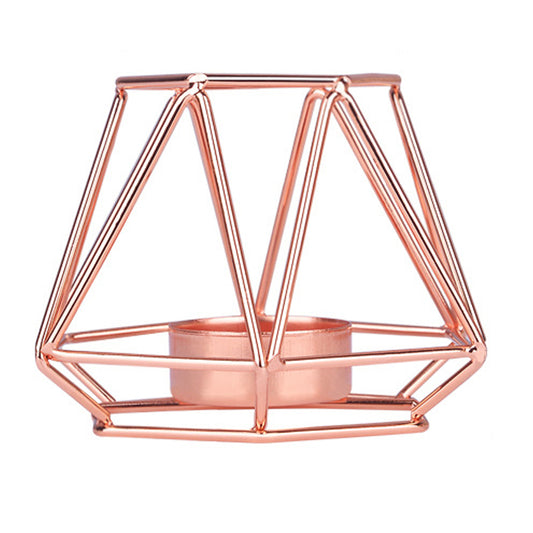 European Style Geometric Metal Tealight Candle Holder Living Room Bathroom Decoration Centerpieces for Wedding Dining (without Candle), Size S