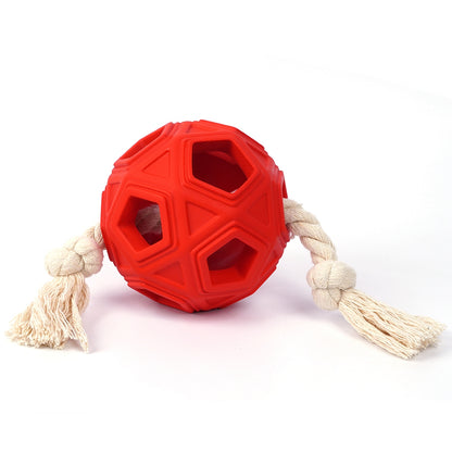 Round Ball with Rope Dog Interactive Toy Natural Rubber Pet Chewing Bite Playing Toy