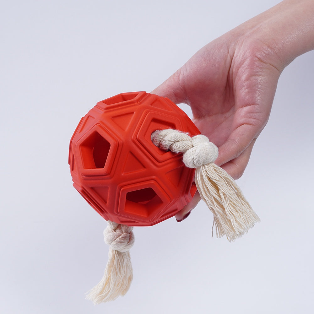 Round Ball with Rope Dog Interactive Toy Natural Rubber Pet Chewing Bite Playing Toy