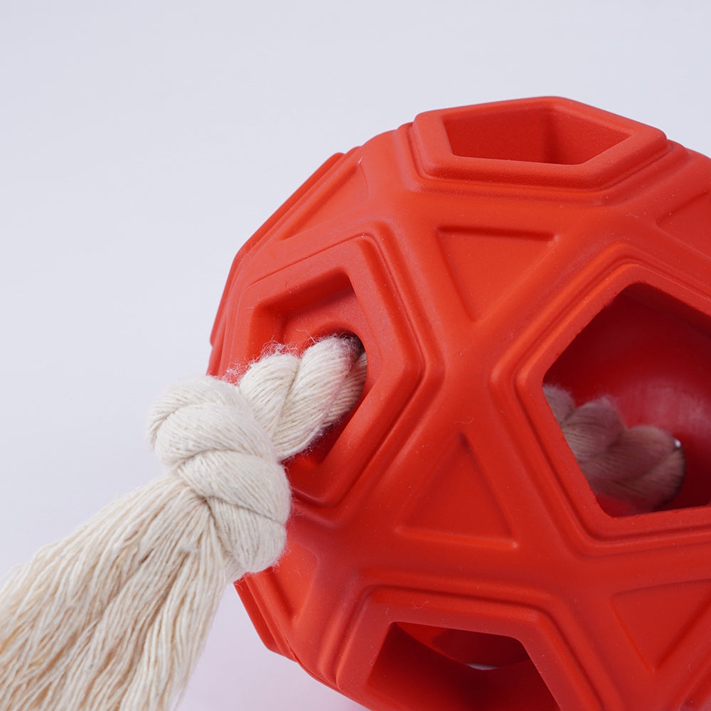 Round Ball with Rope Dog Interactive Toy Natural Rubber Pet Chewing Bite Playing Toy