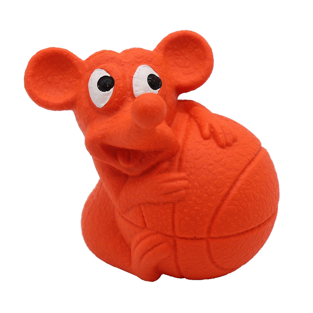 Mouse Basketball Design Pet Chewing Toy Rubber Squeaky Dog Bite Catch Playing Toy