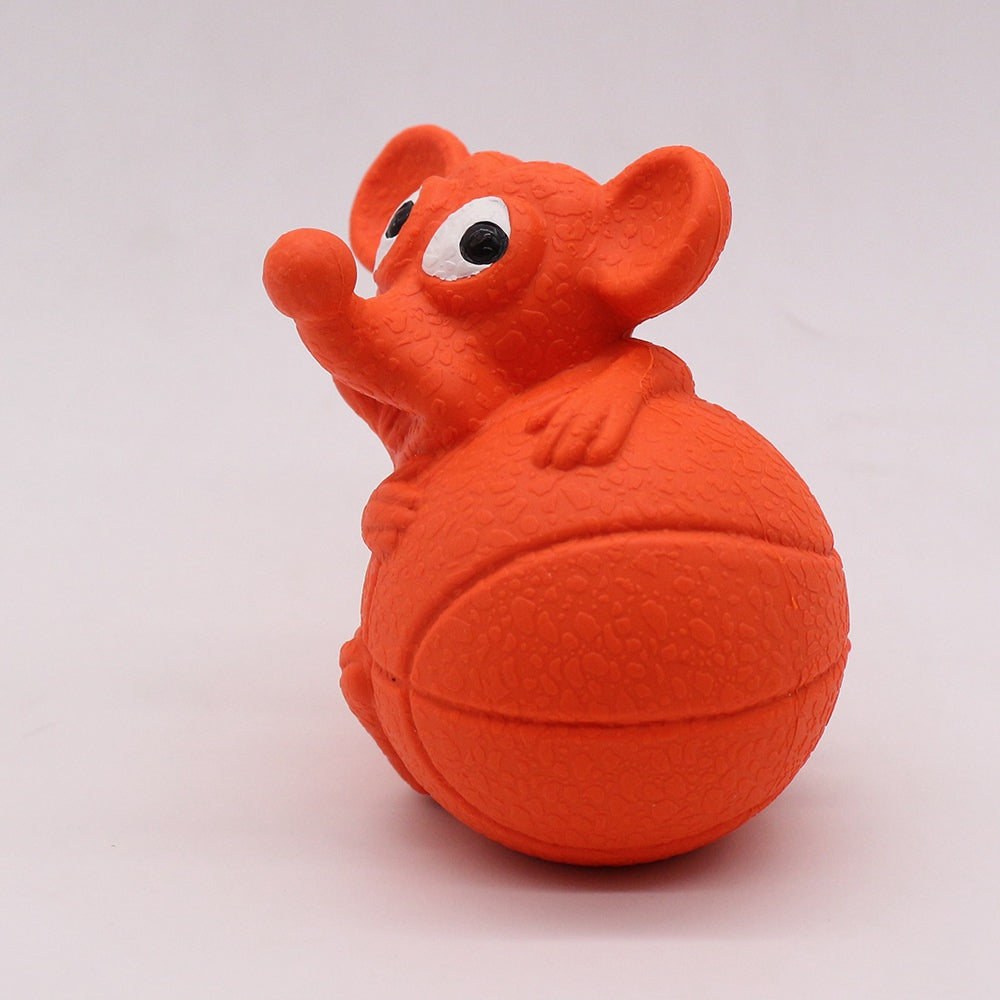 Mouse Basketball Design Pet Chewing Toy Rubber Squeaky Dog Bite Catch Playing Toy