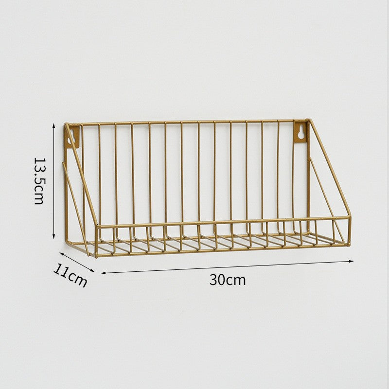 956 Living Room Bathroom Wall Storage Rack Iron Wall Mounted Shelf Holder, Size S