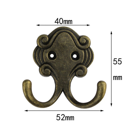 C41 Dual-Hook Design Vintage Zinc Alloy Home Wardrobe Furniture Hook Clothes Bag Hanger Hanging Hook