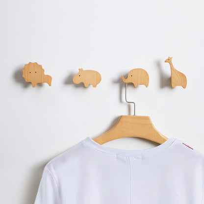 KTGJ001 Cute Animal Shaped Hook Wall Hanging Coat Rack Home Decoration Solid Wood Hanger