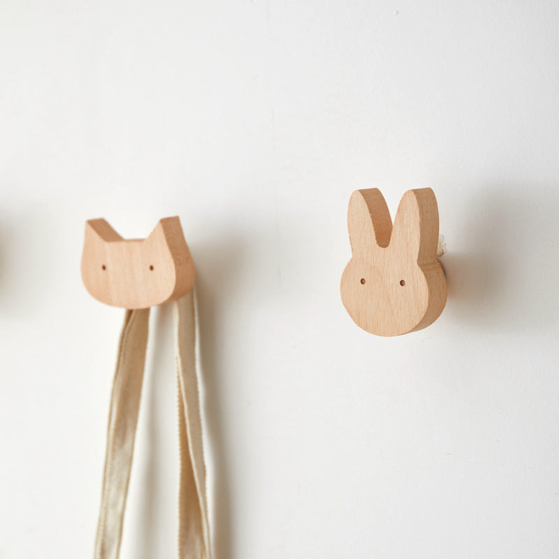 KTGJ001 Cute Animal Shaped Hook Wall Hanging Coat Rack Home Decoration Solid Wood Hanger