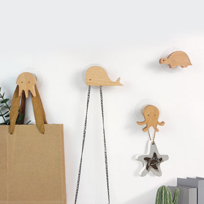 KTGJ001 Cute Animal Shaped Hook Wall Hanging Coat Rack Home Decoration Solid Wood Hanger