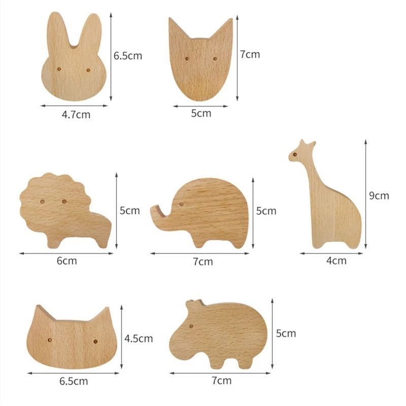 KTGJ001 Cute Animal Shaped Hook Wall Hanging Coat Rack Home Decoration Solid Wood Hanger