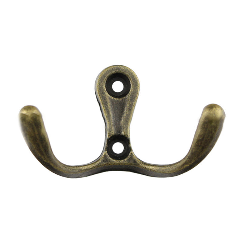 C11 Dual-Hook Design Retro Zinc Alloy Wardrobe Door Wall Hook Clothes Hat Hanger Hanging Hook