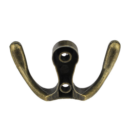 C11 Dual-Hook Design Retro Zinc Alloy Wardrobe Door Wall Hook Clothes Hat Hanger Hanging Hook