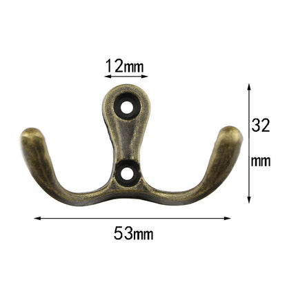 C11 Dual-Hook Design Retro Zinc Alloy Wardrobe Door Wall Hook Clothes Hat Hanger Hanging Hook