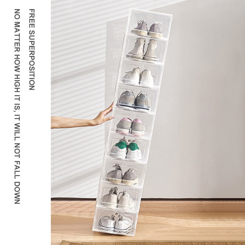 6Pcs Plastic Folding Storage Box Organizer Transparent Shoe Box Clear for Home Closet Shelf, for Man