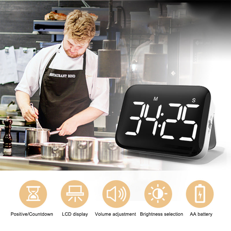 YGH-5268 4-inch LCD Display Magnetic Kitchen Timer Volume / Brightness Adjustable Digital Countdown Alarm Clock with Memory Function