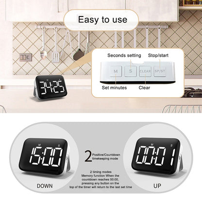 YGH-5268 4-inch LCD Display Magnetic Kitchen Timer Volume / Brightness Adjustable Digital Countdown Alarm Clock with Memory Function