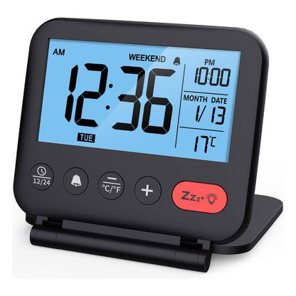 YGH-5247 Digital Alarm Clock LCD Desk Clock with Backlight Date Temperature Snooze 12 / 24H Weekend Mode and Mirror