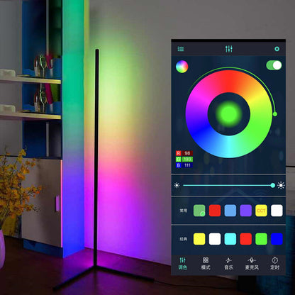 DH-L1004 1.12m RGB LED Corner Floor Lamp Dimmable Corner Light with Bluetooth APP and Touch Remote Control